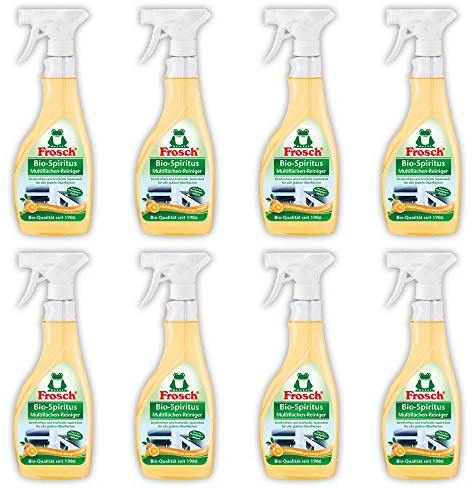 Frosch Allzweckreiniger Multiflächen Orange, für streifenfreien Glanz, Sprühflasche, 8er Pack (8 x 500 ml)