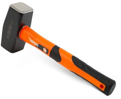KENDO Fäustel 1000g – Kohlenstoffstahlkopf - Fiberglasstiel - Feustel Hammer
