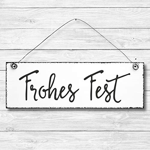 Frohes Fest - Dekoschild Türschild Wandschild aus Holz 10x30cm - Holzdeko Holzbild Deko Schild Weihnachten