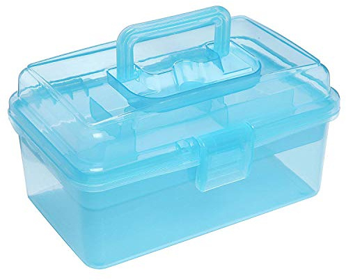 GZZ Startseite Erste-Hilfe-Set Klare Blaue Mehrzweck-Erste-Hilfe-, Kunst-und Handwerk Supply Case/Aufbewahrungsbehälter Box W/Abnehmbare Tray