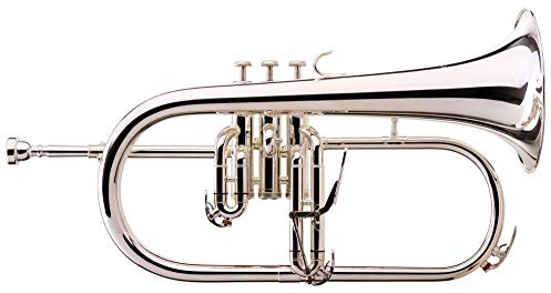 Classic Cantabile FL-26S Flügelhorn (Stimmung Bb, Triggerzug, 3 Wasserklappen, Mundstück, Koffer) versilbert