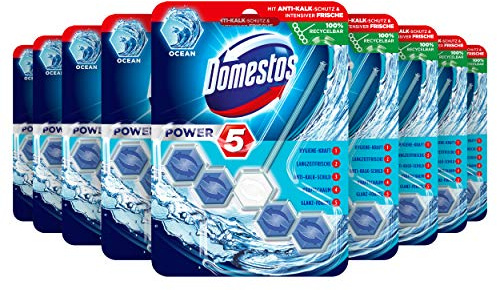 Domestos Power 5 Ocean Toilet Rim Blocks, Pack of 9