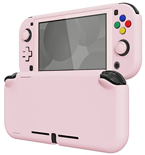 eXtremeRate PlayVital Coque de Protection pour Nintendo Switch Lite | avec Capuchon Joystick pour Nintendo Switch Lite et Cover Boutons & Protecteur d'Écran Verre Trempé-Rose