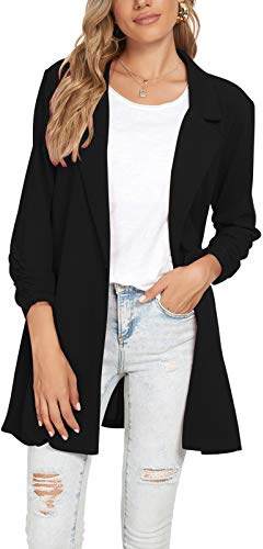 MINTLIMIT Womens Casual Blazer Long Sleeve Work Office Cardigan Jacket (Black, Medium)