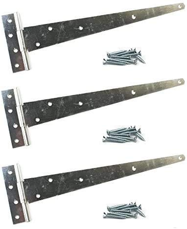 Haven Heritage 24-inch Galvanized T-Hinge Set for Heavy-Duty Gates and Doors - 600mm/3pcs