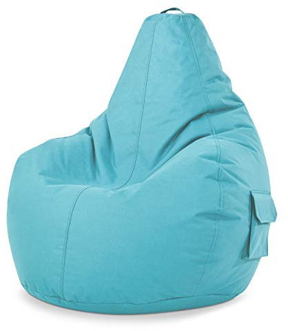 Green Bean© Pouf avec Dossier 80x70x90cm - Gaming Chair avec Remplissage 230L Doux Moelleux Lavable - Bean Bag Coussin de Sol Lounge Chair TABOURETS Fauteuil Relax Gamer Siège de Gaming Turquoise