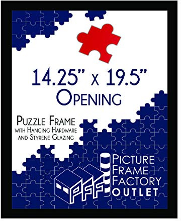 PFFO 14.25x19.5 Puzzle Frame for Jigsaw Puzzle Wall Decor, Black Picture Frame for Modern or Traditional Style