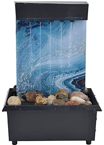 Tomotato Fontana da Tavolo USB Desktop Piccola Fontana d'Acqua Fontana a Cascata per Interni Mini Fontana in Stile Moderno con Luce a LED per Feng Shui Meditazione Zen Decorazione per Ufficio Regalo