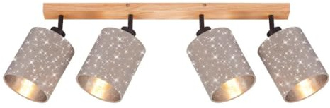 BRILONER - Deckenlampe mit Sternenhimmel, schwenkbar, Lampenschirm aus Stoff, Deckenleuchte, Lampe, Schlafzimmerlampe, Küchenlampe, Deckenstrahler, Deckenbeleuchtung, 65x13x15,5 cm, Taupe