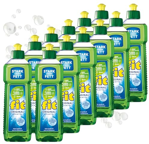 fit Hand-Spülmittel 12 x 500 ml, Original, hautverträglich, vegan | Geschirrspülmittel gegen Fett und Stärke, mikroplastikfrei, Perfekter Abwasch, dermatologisch bestätigt