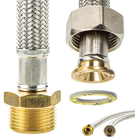 tecuro Edelstahl Verlängerungsschlauch 1,50 m x 3/4 Zoll DN 13 - für Wasch- und Spülmaschinen, DVGW - 71131534