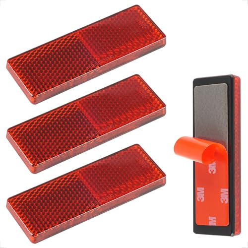 evermotor 4 piezas 85 x 30 x 8 mm motocicleta bicicleta E4 catadioptrico rojo trasero autoadhesivo reflector ojo de gato scooter multifuncional e-aprobado