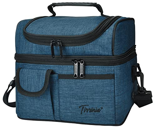 Kato Tirrinia Isolierte Lunchtasche wasserdichte Thermo-Bento-Kühltasche für Männer und Frauen auslaufsichere Lunchbox mit zwei Fächern Schultergurt und Vordertaschen, 10.3 x 7.5 x 8.6