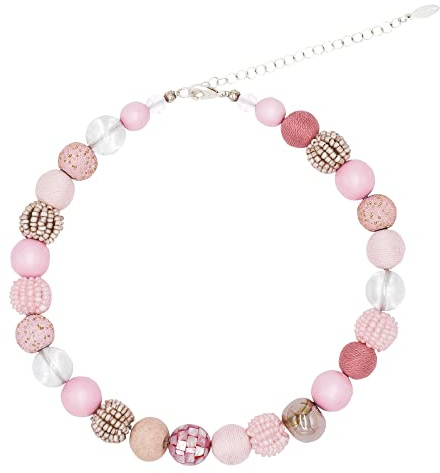 Feliss Handmade: Ketten aus Perlen Halskette Damen Statement Kette 45 cm lang in Boho Style. Choker Halsband Schmuck. Beads Perlenkette Frauen pink (Blossom Rose small)