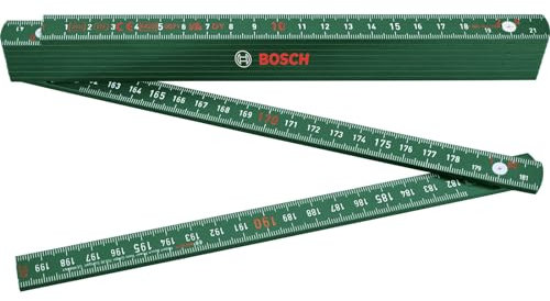 Bosch Maßstab 2m (Robuster Zollstock für genaues Messen bei Heimwerkerarbeiten; glasfaserverstärktes Nylon, metrische Skala, 10 Segmente)