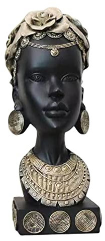 Duiaynke Afrikanische Frau Statue Kreative afrikanische weibliche Büste Kunst Skulptur Home Office Dekoration Handwerk (Gold)