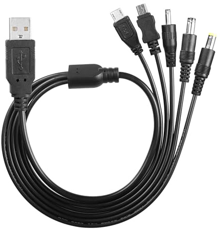 CERRXIAN USB auf DC 5V Stromkabel, Universal USB Kabel mit 5 Anschlüssen (5,5 x 2,5, 5,5 x 2,1, 3,5 x 1,35, Micro USB, Typ C) für Router, Mini Lüfter, Lautsprecher, MP3, MP4