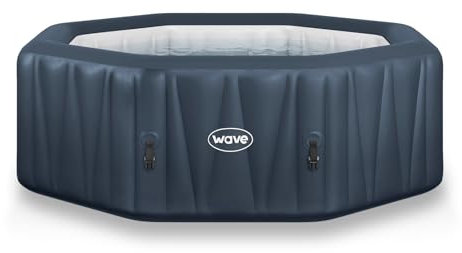 Wave Aegean 6-Person Inflatable Hot Tub | Integrated Eco Heater | 130 Aquajet Massage System | Anti-Freeze Protection | Quick 15-Minute Setup | Navy