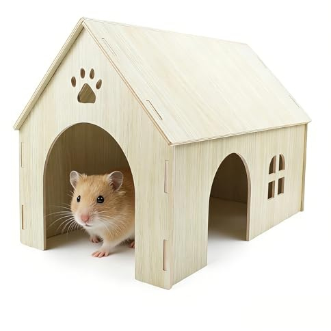 Gad2go Wooden Guinea Pig House 40 x 23 x 25.5 cm Large Hamster House Detachable Wood Small Animals Hideout for Hamsters Guinea Pig Dwarf Rabbits Gerbils Rat