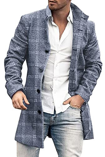 Generisch Longue veste bomber pour homme, veste d'extérieur légère, veste de mi-saison, coupe régulière, veste de loisirs, sans capuche, veste de tous les jours, boutonnée, veste de campagne, veste de