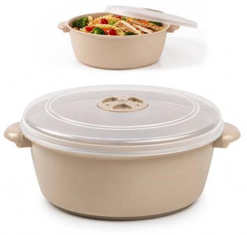 plastific 1.5L Microwave Cooking Pot with Steam Vent Lid, Food Warmer Bowl | Food Storage Container | BPA Free