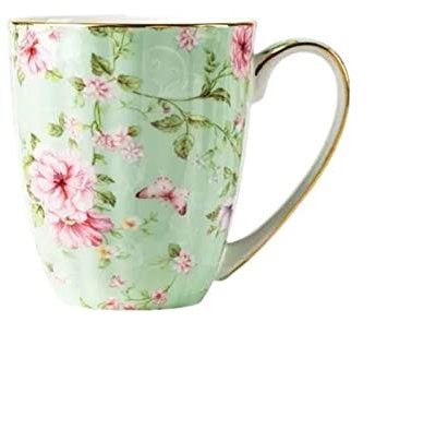 Huangj-0527 Taza de café, Leche y té Taza Personalizada con patrón de Flores de 400ML, Taza for Beber en casa, Taza de café con Leche for Oficina, Taza for Desayuno para té, Sopa y café(B)
