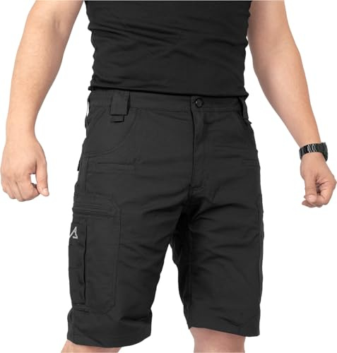 ACE Schakal Cargo-Hose kurz - Einsatz-Shorts mit Stretch-Bund für Männer - Taktische Outdoor-Hosen für Herren - Schwarz - 54