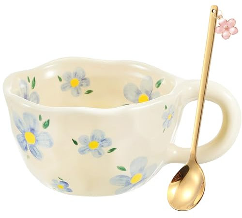 Cute Mug Ceramic Coffee Mug Gifts for Women Aesthetic Flower Autumn Mug Kawaii Valentines Birthday Christmas Mug Gifts for Her Cute Stuff Presents for Women Unique Coffee Cup Latte,Cappuccino,Tea Mug