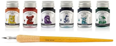 Write and Draw Ink Set HORIZON, Schreib- und Zeichentusche, 6 x 10 ml mit Schreibfeder