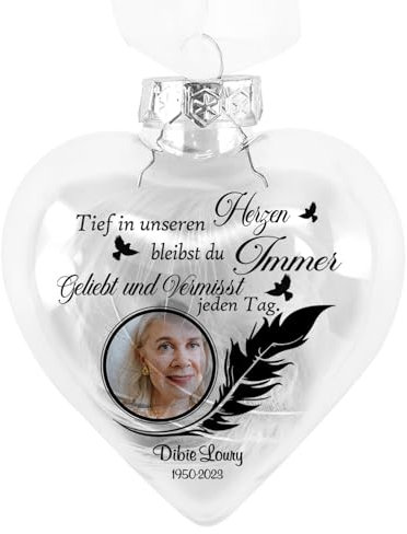 Wamantic Personalisierte Weihnachtskugeln Foto Christbaumkugeln Weihnachtsdekoration - Christbaumschmuck mit Foto und Namen für Familie (Herzanhänger-3)