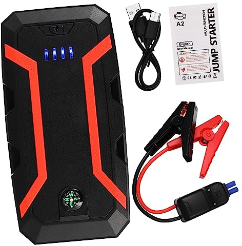 GLEAVI Avviatore Batteria Auto Portatile in Abs Nero Protezione Sovracorrente e Porta USB 30000mah per Emergenze Van e Barche