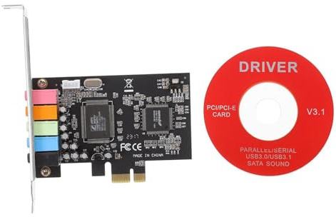 Pcie to 5.1 Internal Sound Card Cmi8738-6ch Metal Low Profile | 5 Interfaces, Linear Audio and Microphone Input, Standard Output for Front Rear Central Bass Random Color
