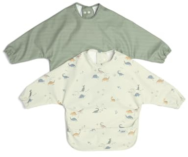 Mamas & Papas 2-Pack Long Sleeved Waterproof Bibs - Dino