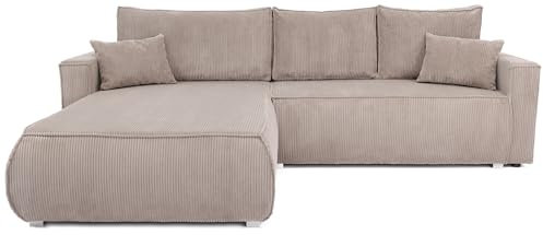 BROMARKT Sofa mit Schlaffunktion Couch L polsterreiniger Sofa Bettkasten Schlafsofa für Wohnzimmer Couch freistehend Havana Relaxsofa 3 sitzer 270x173x80 cm Beige