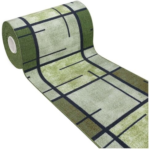 emmevi Tappeto Cucina Bordato Antiscivolo Moderno Passatoia Colori Accesi Marmorizzato 57x240 Cm Verde