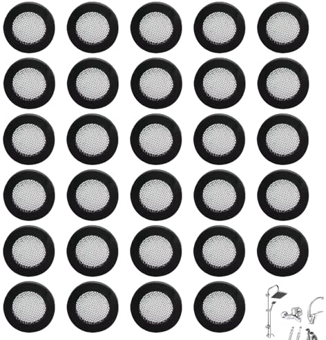 Lot de 30 joints d'étanchéité, pour pommeau de douche, accessoires (noir avec tamis filtrant)