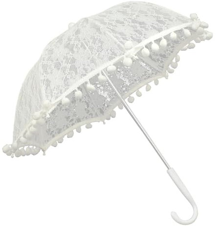 Spitzenschirm, Sonnenschirm Hochzeit Handschirm Braut Sonnenschirm Tanz Spitzenschirm, Dekoration Hochzeitsaccessoires Weißer Spitzenschirm for die Hochzeit der Prinzessin Braut, Vintage Spitzenschirm