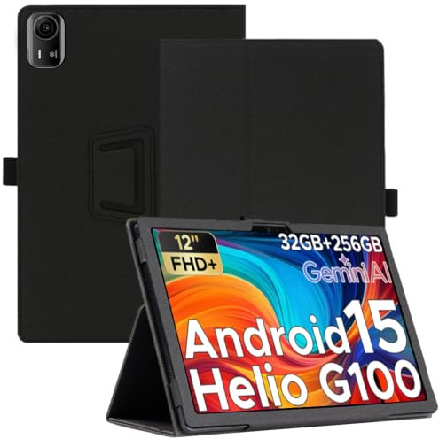 AKNICI Tablet Hülle für POPUX P12 Pro/DOOGEE Tab E3+ Tablet 12 Zoll, PU Leder Abdeckung Klappständer Case Cover Schutzhülle mit Handschlaufe Magnet