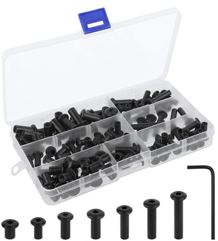 UTOCLEC 100 Stück M6 Hülsenmuttern, Innensechska Muttern Set, Möbel Sechskantmuttern Zum Verbinden Von Sofas, Möbeln, Stahl Vernickelt (M6 Schwarz)