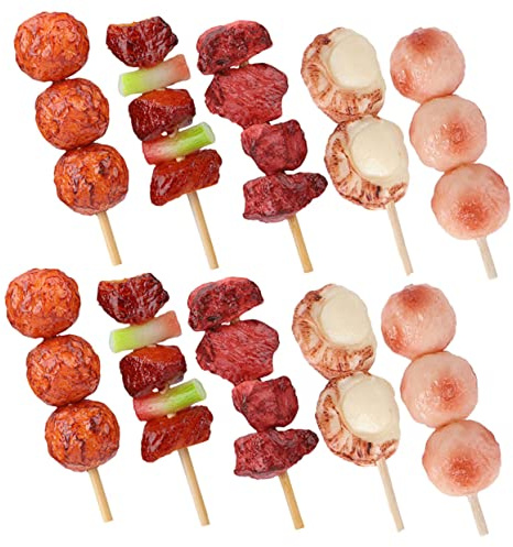 Generisch 10 Stück Teiliges Fake Grillspielzeug für Realistische BBQ Lebensmittelattrappen für Kreatives Rollenspiel und Dekoration Kindergarten Garten und Zuhause