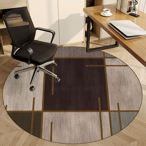 Tappeto rotondo da ufficio, 160 cm, antiscivolo, protezione per il pavimento, per casa e giochi, multiuso, a pelo basso, per pavimenti duri e in moquette, ideale per sedie a rotelle