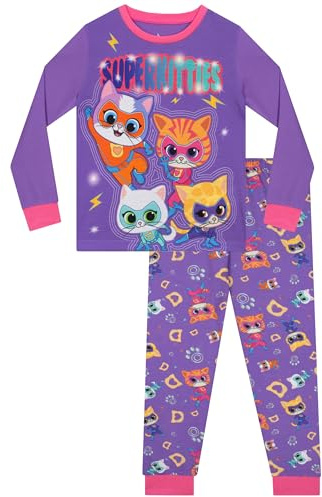 Disney SuperKitties Pyjamas Flickor, Långärmad Barnpyjamas, Bedårande Pyjamasset Flickor, Lila 110