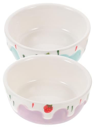 Abaodam Set 2 Ciotole in Ceramica Antiscippo per Porcellini D'india e Ricci Design Profondo e Capacità Ampia per Alimentazione Sicura e Pratica