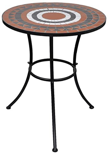 Genérico Mesa de Bistro terraza Mosaico Terracota y Blanco 60 cm, Mesas de jardín Blanco,41534