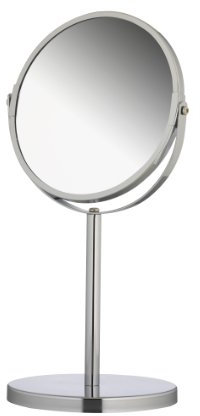 axentia Vergrößerungs-Tischspiegel in Silber, rostfreier Kosmetikspiegel verchromt, robuster Badezimmerspiegel mit 3- und 1-facher Vergrößerung, Rasierspiegel rund im Durchschnitt ca. 17 cm