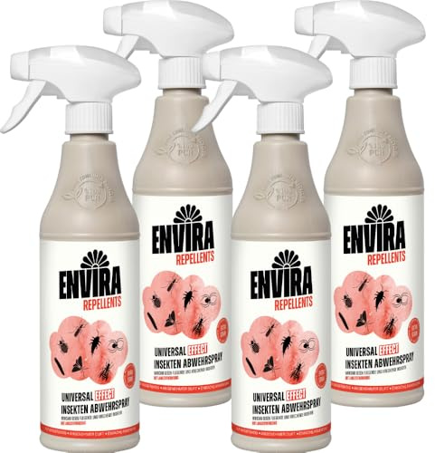 Envira Universal Effect Insekten Spray 4x 500 ml - extra stark | Gegen Trauermücken, Silberfische und Lebensmittelmotten - für Küche, Vorratsraum und Wohnung, weiteres Ungeziefer