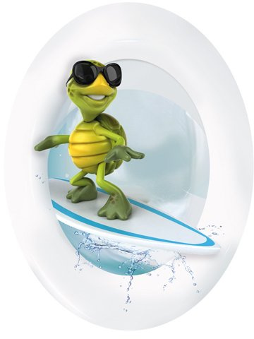 Wandkings Schildkröte Surfer, WC Deckel Aufkleber Sticker, 30 x 40 cm