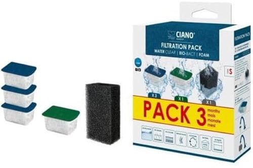 CIANO, Aquarium Verbrauchsmaterial – Ersatz-Filterkartuschen für Aquariumfilter, 3 Monate, Größe S – kristallines Wasser für Fische, ohne Verunreinigungen und ohne Geruch – effektive Reinigung