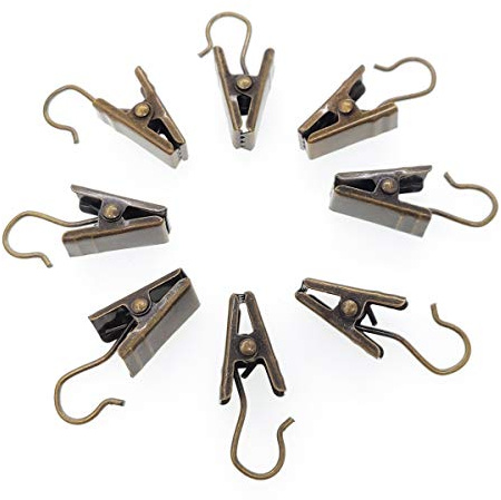 Coideal 100-pack bronsmetall gardinklämmor med krokar sträng festlampor hängare trådhållare för foton, sovrum, badrum, heminredning, konsthantverk display