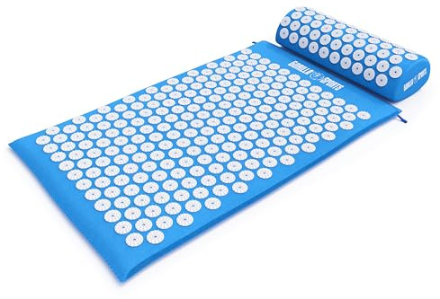 GORILLA SPORTS® akupressurmatta - med ergonomisk kudde och bärväska, 68 x 42 x 2,5 cm, tvättbar, tillverkad av bomull, val av färger - massagematta, nagelmatta, akupunkturmatta